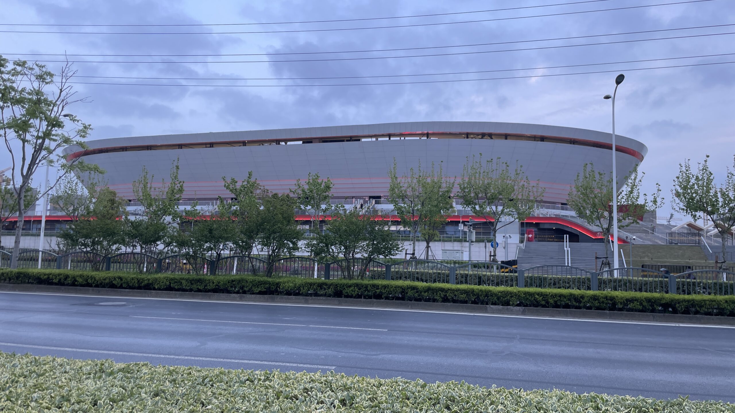 A large football stadium exterior