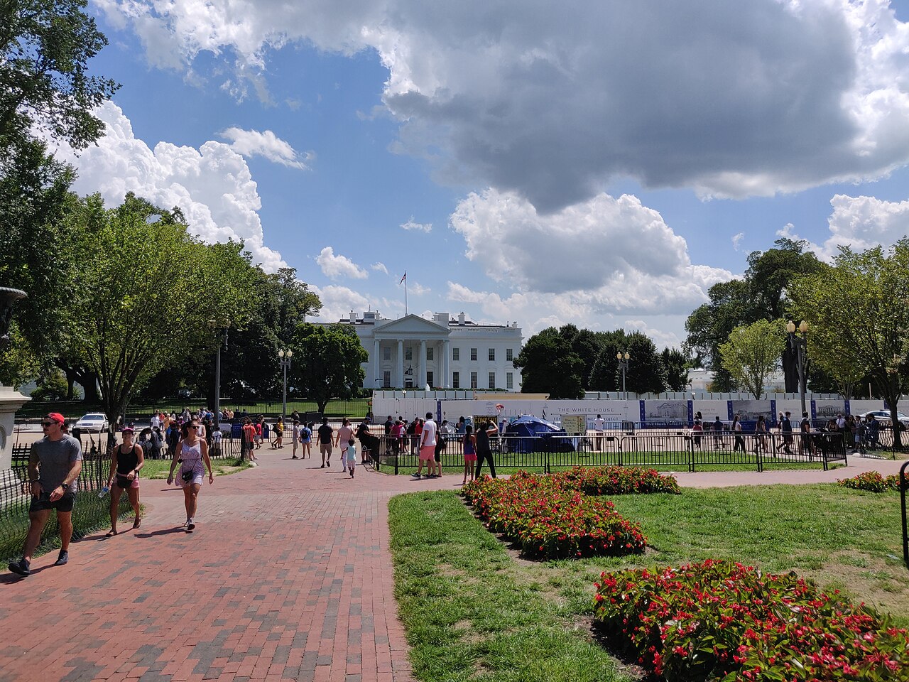 The White House seen from Lafayette Square on a sunny day